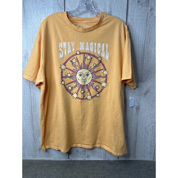 Stay Magical Graphic T-Shirt Mighty Fine Womens Large Yellow Sun Design - Picture 1 of 6